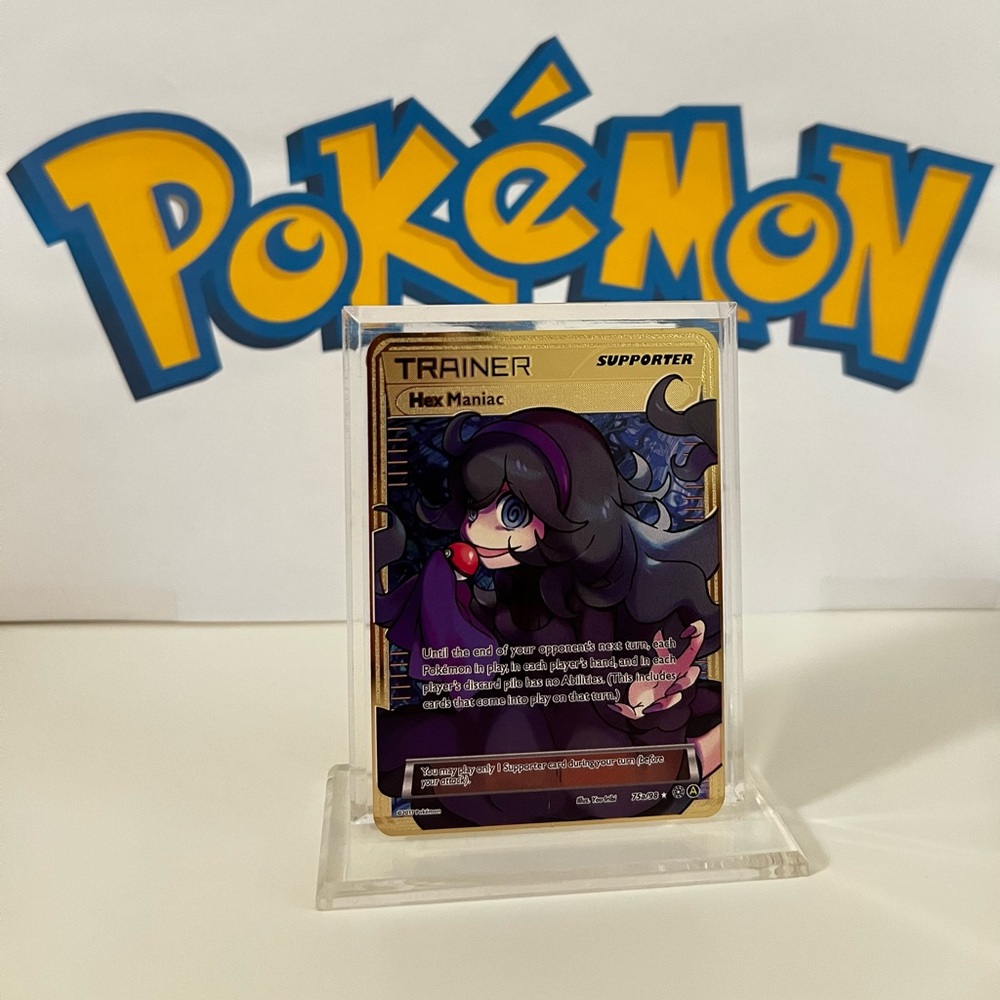 Pokemon Hex Maniac -75a/98- Trainer Supporter Fan Art Metal Gold Card